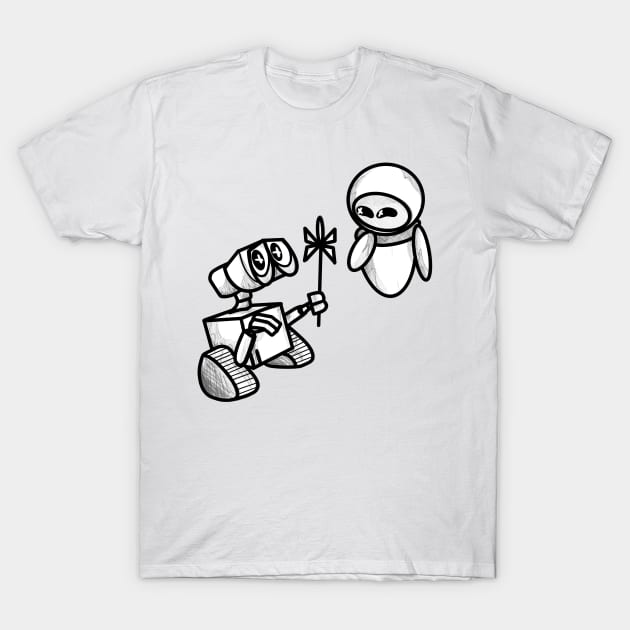 Wall-e and Eve sketch T-Shirt by Print Art Station